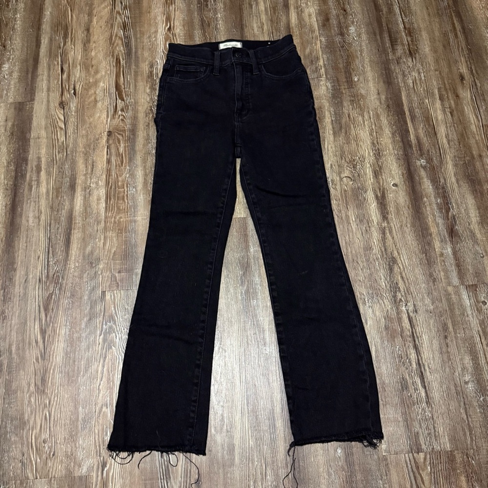 Madewell Cali Demi Boot Jeans Women's 25 High Rise Frayed Hem in Bayland Wash